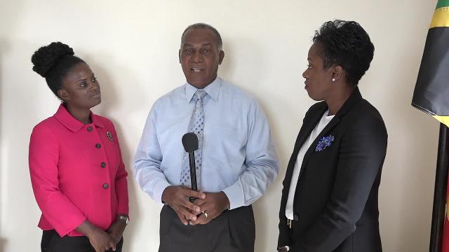 Representatives from the Commonwealth Secretariat in London (left) Mrs. Lebrechtta Nana Oye Hesser-Bayne, Director of Shiddan Sustainable Development Solutions Ltd. and (right) Dr. Tres-Ann Kremer, Political Adviser in the Secretariat’s Political Division who takes the lead on Caribbean issues visiting with Premier of Nevis Hon. Vance Amory at his Pinney’s office on November 21, 2016